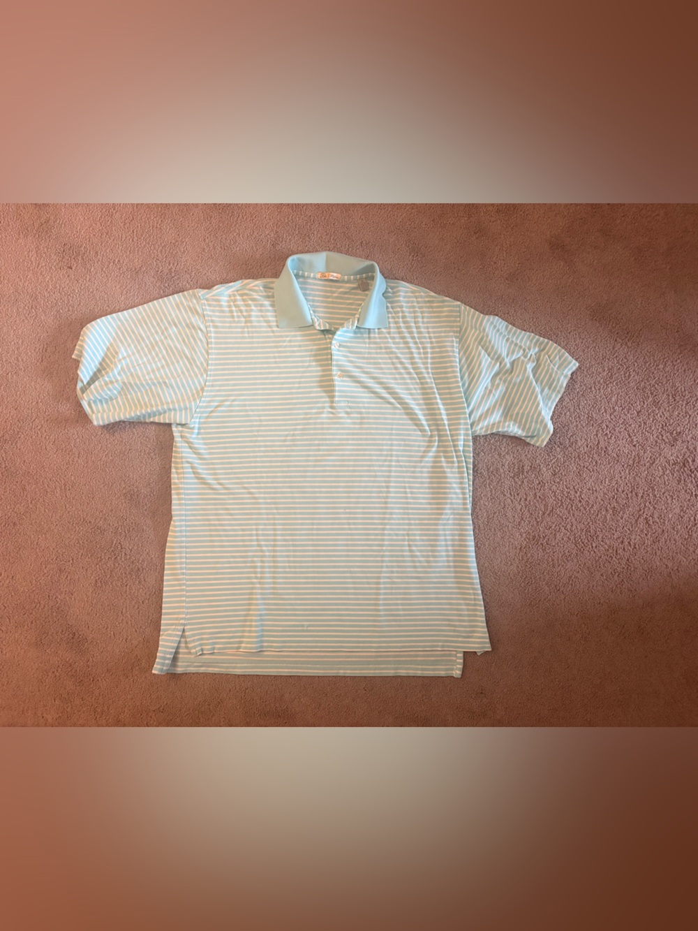 Peter Millar Light Blue & White Striped Polo
